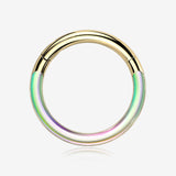 Implant Grade Titanium Golden Iridescent Revo Lined Clicker Hoop Ring