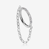 Implant Grade Titanium Brilliant Sparkle Rim Chained Clicker Hoop Ring