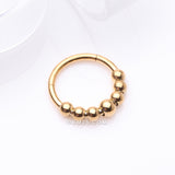 Detail View 1 of Implant Grade Titanium Golden Cascading Bali Beads Clicker Hoop Ring