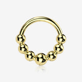 Implant Grade Titanium Golden Cascading Bali Beads Clicker Hoop Ring