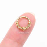 Detail View 2 of Implant Grade Titanium Golden Cascading Bali Beads Clicker Hoop Ring