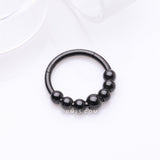 Detail View 1 of Implant Grade Titanium Blackline Cascading Bali Beads Clicker Hoop Ring