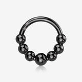 Implant Grade Titanium Blackline Cascading Bali Beads Clicker Hoop Ring