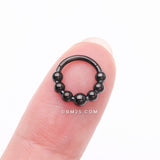 Detail View 2 of Implant Grade Titanium Blackline Cascading Bali Beads Clicker Hoop Ring