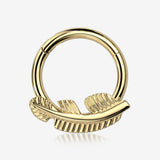 Implant Grade Titanium Golden Vintage Leaf Clicker Hoop Ring