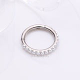 Detail View 1 of Implant Grade Titanium Pearlescent Beads Lined Clicker Hoop Ring-White