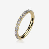Implant Grade Titanium Golden Brilliant Sparkle Gems Lined Clicker Hoop Ring-Clear Gem