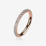 Implant Grade Titanium Rose Gold Brilliant Sparkle Gems Lined Clicker Hoop Ring