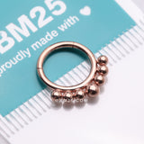 Detail View 4 of Implant Grade Titanium Rose Gold Bali Beads Clicker Hoop Ring