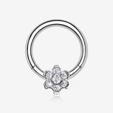 Implant Grade Titanium Brilliant Flower Sparkle Clicker Hoop Ring