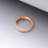 Detail View 1 of Implant Grade Titanium Rose Gold Double Lined Gems Seamless Clicker Hoop Ring-Clear Gem