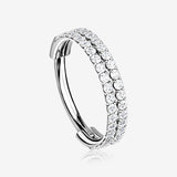 Implant Grade Titanium Double Lined Gems Seamless Clicker Hoop Ring