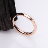Detail View 1 of Implant Grade Titanium Rose Gold Diamond Cut Faceted Seamless Clicker Hoop Ring