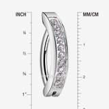 Detail View 1 of Implant Grade Titanium Sparkle Gem Lined Minimalist Curved Bar Belly Clicker-Clear Gem