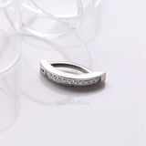 Detail View 2 of Implant Grade Titanium Sparkle Gem Lined Minimalist Curved Bar Belly Clicker-Clear Gem