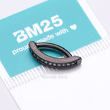 Detail View 4 of Implant Grade Titanium Blackline Sparkle Gem Lined Minimalist Curved Bar Belly Clicker-Vitrail Medium