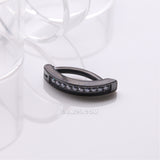 Detail View 2 of Implant Grade Titanium Blackline Sparkle Gem Lined Minimalist Curved Bar Belly Clicker-Vitrail Medium
