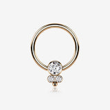 Rose Gold Royal Bali Sparkle Beaded Steel Captive Bead Ring