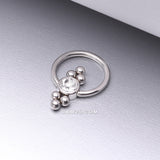 Detail View 1 of Royal Bali Essence Beaded Steel Captive Bead Ring-Clear Gem