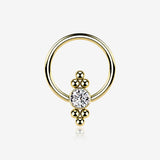 Golden Royal Bali Essence Beaded Steel Captive Bead Ring