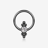 Blackline Royal Bali Essence Beaded Steel Captive Bead Ring