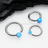 Detail View 1 of Fire Opal Basic Bendable Twist Hoop Ring-Blue