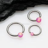 Detail View 1 of Fire Opal Basic Bendable Twist Hoop Ring-Pink
