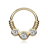 Golden Trine Essence Sparkle Bendable Seamless Hoop Ring-Clear Gem
