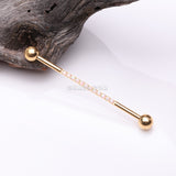 Detail View 1 of Implant Grade Titanium Golden Sparkle Lined Fire Opal Industrial Barbell-White Opal