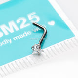 Detail View 2 of Implant Grade Titanium Triangle Prong Set Sparkle Gem Top L-Shaped Nose Ring-Clear Gem
