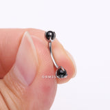 Detail View 2 of Implant Grade Titanium Black Onyx Stone Ball Claw Prong Internally Threaded Curved Barbell