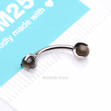 Detail View 4 of Implant Grade Titanium Obsidian Stone Ball Claw Prong Internally Threaded Curved Barbell