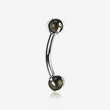 Implant Grade Titanium Obsidian Stone Ball Claw Prong Internally Threaded Curved Barbell