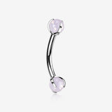 Implant Grade Titanium Pink Opalite Stone Ball Claw Prong Internally Threaded Curved Barbell