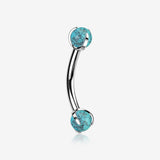 Implant Grade Titanium Turquoise Stone Ball Claw Prong Internally Threaded Curved Barbell