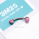 Detail View 4 of Implant Grade Titanium Fire Opal Ball Claw Prong Set Internally Threaded Curved Barbell-Pink Opal