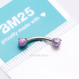 Detail View 4 of Implant Grade Titanium Fire Opal Ball Claw Prong Set Internally Threaded Curved Barbell-Purple Opal