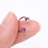 Detail View 2 of Implant Grade Titanium Amethyst Stone Ball Claw Prong Internally Threaded Horseshoe Barbell