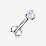 Implant Grade Titanium Pink Opalite Stone Ball Claw Prong Internally Threaded Flat Back Labret