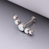 Detail View 1 of Implant Grade Titanium Journey Fire Opal Curve Top Internally Threaded Flat Back Stud Labret-White Opal