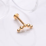 Detail View 1 of Implant Grade Titanium Golden Crescent Curve Beaded Ball Top Internally Threaded Labret Flat Back Stud