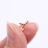 Detail View 2 of Implant Grade Titanium Golden Crescent Curve Beaded Ball Top Internally Threaded Labret Flat Back Stud