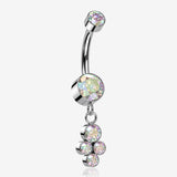 Implant Grade Titanium Sparkle Dangle Cluster Internally Threaded Belly Ring