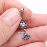 Detail View 3 of Implant Grade Titanium Sparkle Dangle Array Internally Threaded Belly Ring-Vitrail Medium