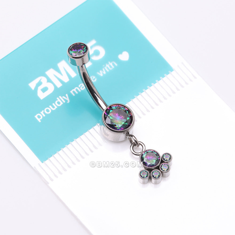 Detail View 4 of Implant Grade Titanium Sparkle Dangle Array Internally Threaded Belly Ring-Vitrail Medium