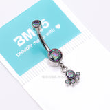 Detail View 4 of Implant Grade Titanium Sparkle Dangle Array Internally Threaded Belly Ring-Vitrail Medium