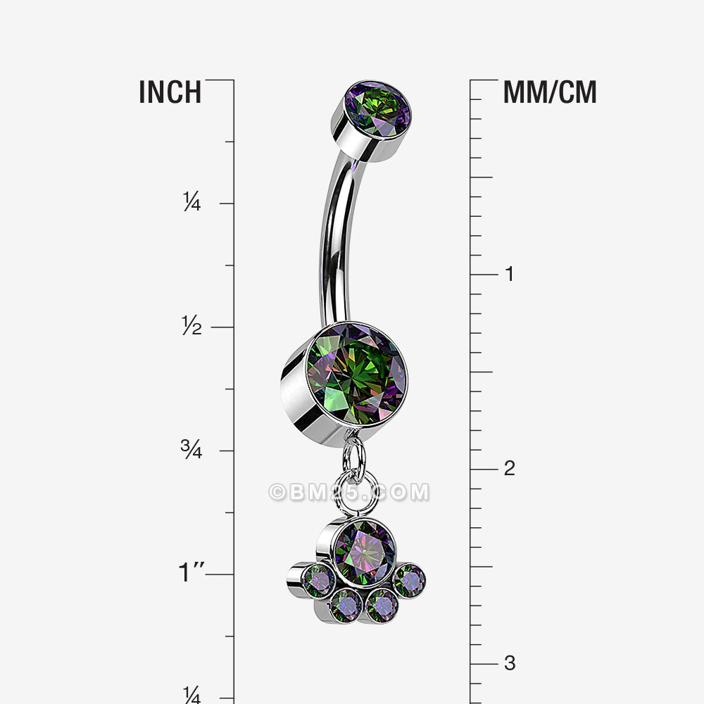 Detail View 1 of Implant Grade Titanium Sparkle Dangle Array Internally Threaded Belly Ring-Vitrail Medium