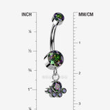 Detail View 1 of Implant Grade Titanium Sparkle Dangle Array Internally Threaded Belly Ring-Vitrail Medium