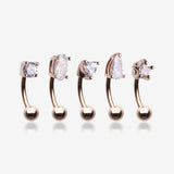5 Pcs of Assorted Gemstone Prong Set Top Rose Gold Curved Barbell Package
