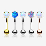5 Pcs of Assorted Color Fire Opal Prong Set Sparkle Curved Barbell Package